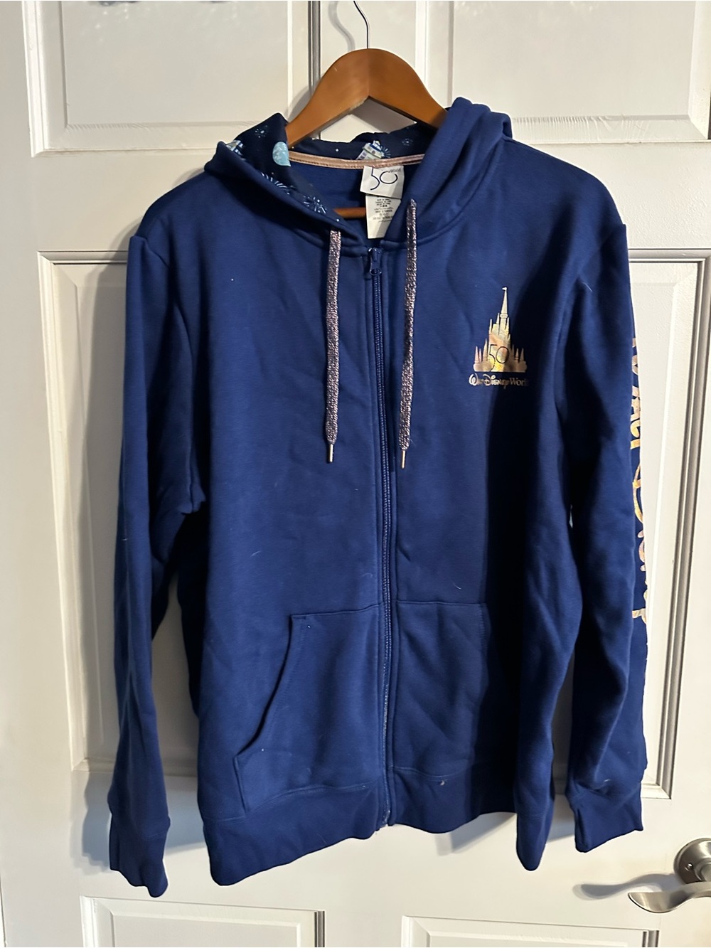 Disney Women’s 2X NWT 50th Anniversary Navy Zip-Up Hoodie